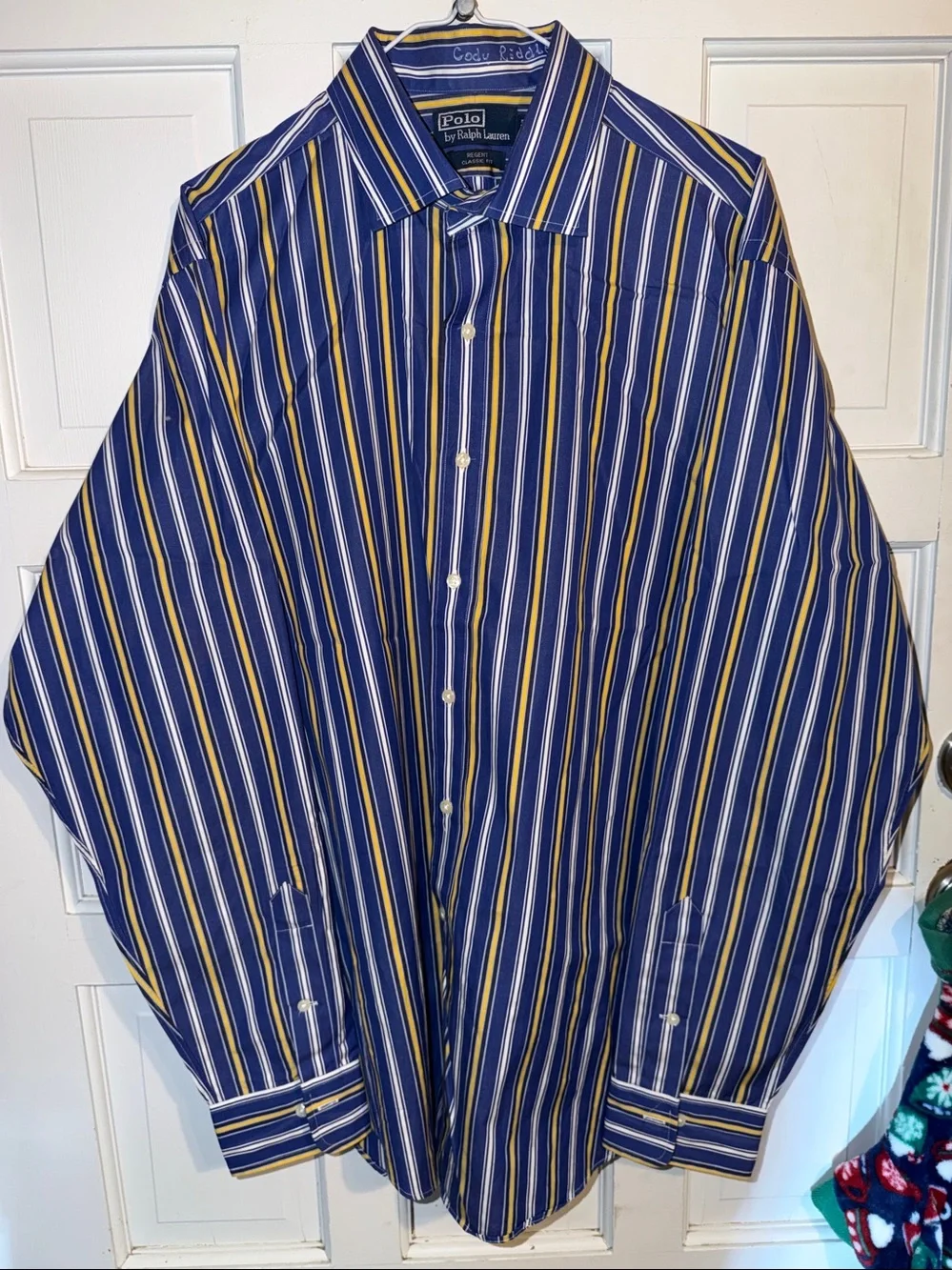 Polo by Ralph Lauren Blue & Yellow Striped Men's Dress Shirt